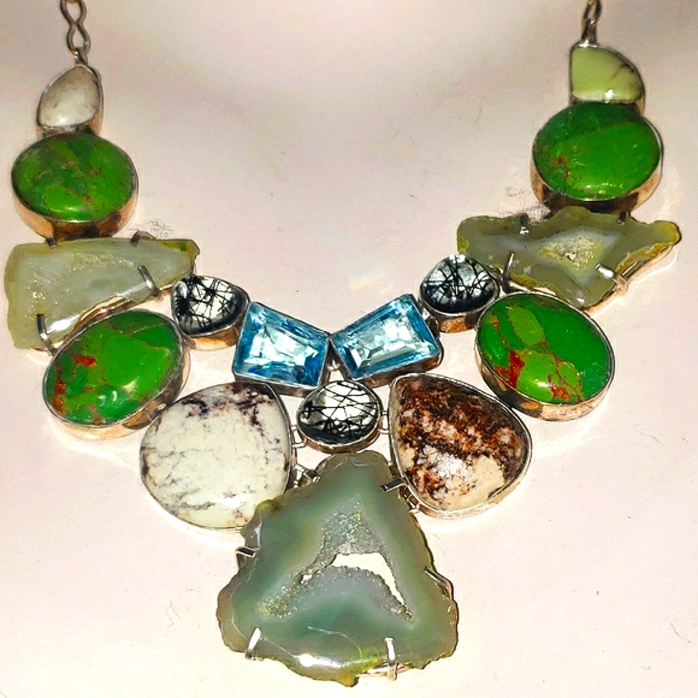 Showstopping Multi-Gemstone Extravaganza Statement Necklace